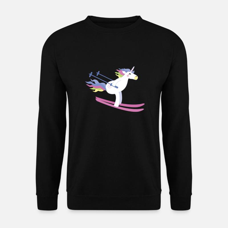 Einhorn auf Ski - Unisex Pullover - Schwarz