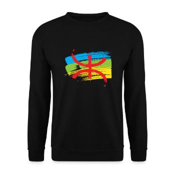 Amazigh Flag (Artistic variant) - Unisex Sweatshirt - black - Front - Alina (178cm) & Michal (187cm)
