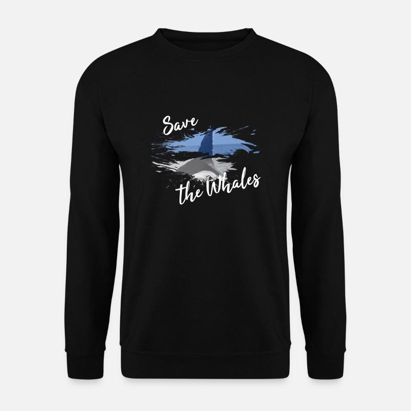 Save the Whales Flosse Wale Fisch Geschenk Retten - Unisex Pullover - Schwarz