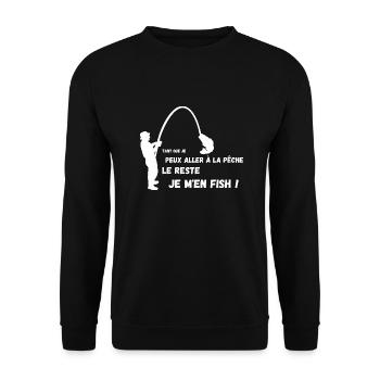 Tant que je peux aller à la pêche je m en fiche - Sweat-shirt Unisexe - noir - Devant - Alina (178cm) & Michal (187cm)
