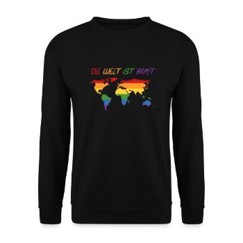 Die Welt ist bunt Regenbogen LGBT - Unisex Pullover - Schwarz - Vorne - Alina (178cm) & Michal (187cm)