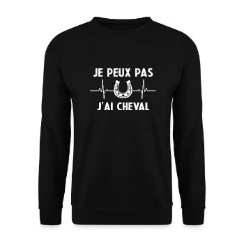 Je Peux Pas J'Ai Cheval Original Pour Cavalières - Sweat-shirt Unisexe - noir - Devant - Alina (178cm) & Michal (187cm)