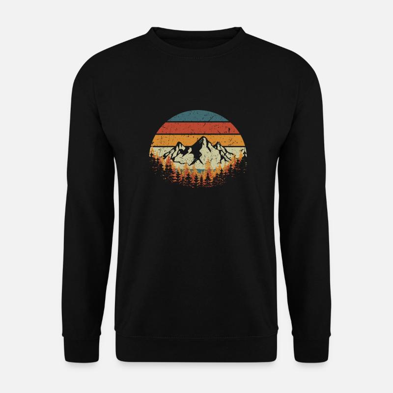 Berge Vintage Natur Wandern - Unisex Pullover - Schwarz