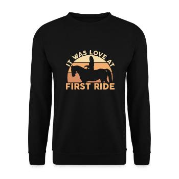 It Was Love at First Ride Horses Horse Rider - Unisex Pullover - Schwarz - Vorne - Alina (178cm) & Michal (187cm)