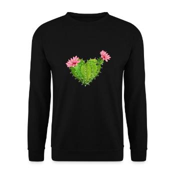 Kaktusherz Kakteenblüten Blume Kakteenliebe - Unisex Pullover - Schwarz - Vorne - Alina (178cm) & Michal (187cm)