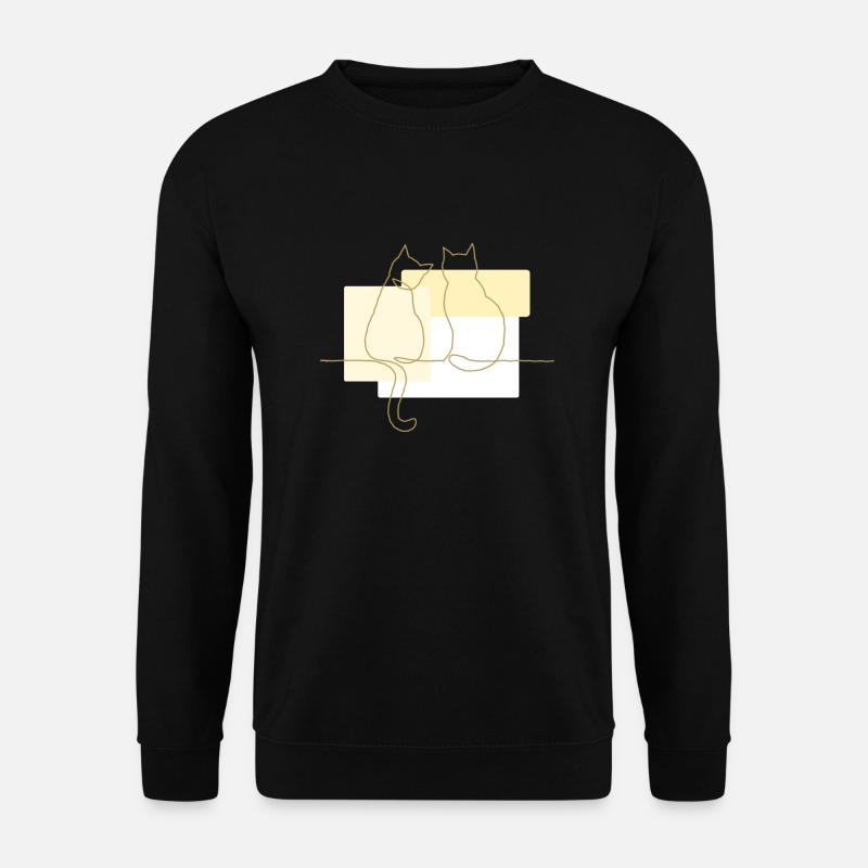 LinienKatzeMitFarbBlöcken - Unisex Pullover - Schwarz