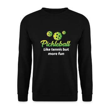 Outdoor Gartenspiel Lustiges Pickleball Design mit - Unisex Pullover - Schwarz - Vorne - Alina (178cm) & Michal (187cm)
