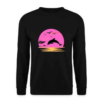 Dauphin Coucher Soleil Rose Aventure Fille Femme - Sweat-shirt Unisexe - noir - Devant - Alina (178cm) & Michal (187cm)