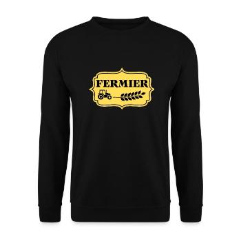 FERMIER - Etiquette Vintage - Sweat-shirt Unisexe - noir - Devant - Alina (178cm) & Michal (187cm)