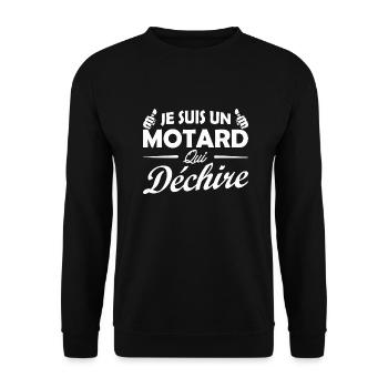 je suis un motard qui déchire / humour moto - Sweat-shirt Unisexe - noir - Devant - Alina (178cm) & Michal (187cm)