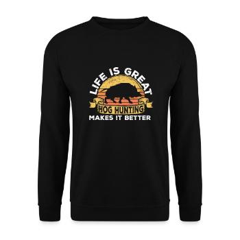 Chasse au sanglier chasseur sanglier - Sweat-shirt Unisexe - noir - Devant - Alina (178cm) & Michal (187cm)