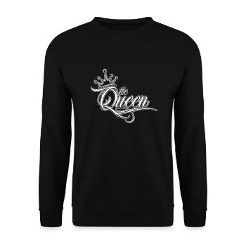The Queen Letterin in white - Unisex Sweatshirt - black - Front - Alina (178cm) & Michal (187cm)