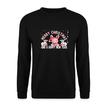 Joyeux Noël et une bonne année Lapins mignons - Sweat-shirt Unisexe - noir - Devant - Alina (178cm) & Michal (187cm)
