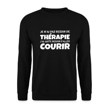 thérapie courir / humour course à pied - Sweat-shirt Unisexe - noir - Devant - Alina (178cm) & Michal (187cm)