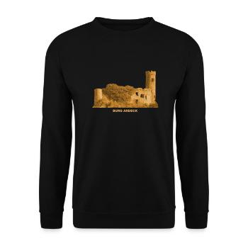 Ardeck Burg Ruine Holzheim Rheinland-Pfalz - Unisex Pullover - Schwarz - Vorne - Alina (178cm) & Michal (187cm)