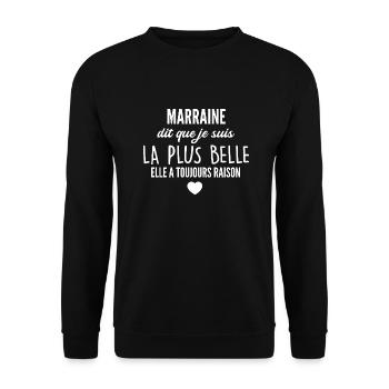 marraine dit que je suis la plus belle - Sweat-shirt Unisexe - noir - Devant - Alina (178cm) & Michal (187cm)
