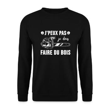 J'peux pas je dois faire du bois - Sweat-shirt Unisexe - noir - Devant - Alina (178cm) & Michal (187cm)