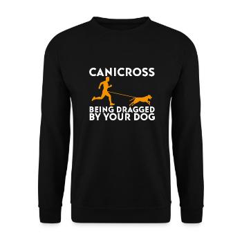 Canicross Being Dragged by Your Dog - Unisex Sweatshirt - black - Front - Alina (178cm) & Michal (187cm)