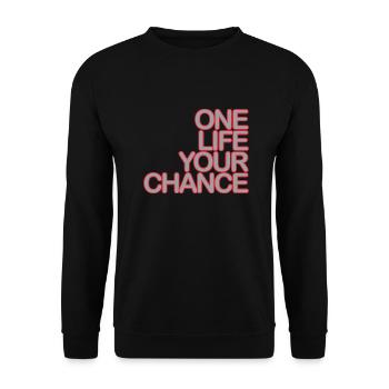 One LIFE your CHANCE 02grey Krot - Unisex Sweatshirt - black - Front - Alina (178cm) & Michal (187cm)