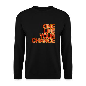 One LIFE your CHANCE 04redKgelb - Unisex Sweatshirt - black - Front - Alina (178cm) & Michal (187cm)