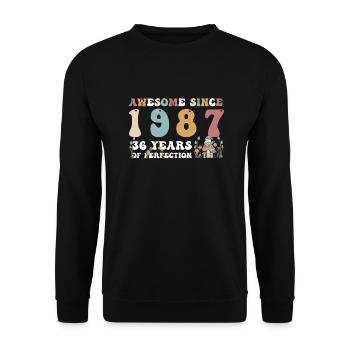 Awesome since 1987 36 Year of Perfection - 36th - Unisex Sweatshirt - black - Front - Alina (178cm) & Michal (187cm)