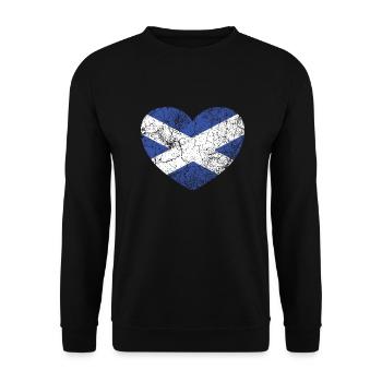 Vintage Scottish Heart Flag, Saltire - Unisex Pullover - Schwarz - Vorne - Alina (178cm) & Michal (187cm)
