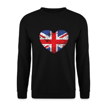 Drapeau du cœur britannique vintage, Union Jack - Sweat-shirt Unisexe - noir - Devant - Alina (178cm) & Michal (187cm)
