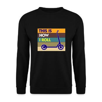 E-Scooter Roller Scooter - Unisex Pullover - Schwarz - Vorne - Alina (178cm) & Michal (187cm)