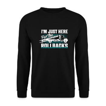 Je suis juste ici pour la dépanneuse Rollbacks Trucking - Sweat-shirt Unisexe - noir - Devant - Alina (178cm) & Michal (187cm)