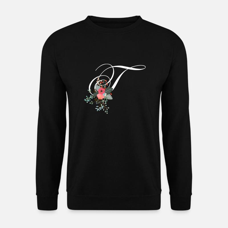 Buchstabe t blumig - Unisex Pullover - Schwarz
