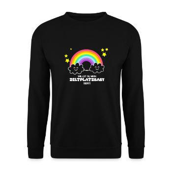 Willst du mein Zeltplatzbaby sein - Unisex Pullover - Schwarz - Vorne - Alina (178cm) & Michal (187cm)