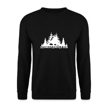 black forest,Jäger,wild,wald,hirsch,Adler, - Unisex Pullover - Schwarz - Vorne - Alina (178cm) & Michal (187cm)