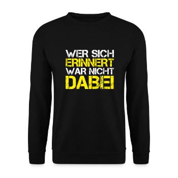 Mallorca WER SICH ERINNERT WAR NICHT DABEI Bier 23 - Unisex Pullover - Schwarz - Vorne - Alina (178cm) & Michal (187cm)
