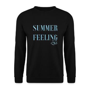 SUMMER FEELING mit Schmetterling - Unisex Pullover - Schwarz - Vorne - Alina (178cm) & Michal (187cm)