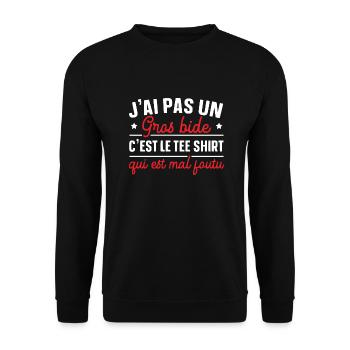 J'ai Pas Un Gros Bide C'est Le Tee Shirt Cadeau - Sweat-shirt Unisexe - noir - Devant - Alina (178cm) & Michal (187cm)