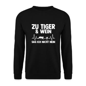Tiger Motiv - Unisex Pullover - Schwarz - Vorne - Alina (178cm) & Michal (187cm)