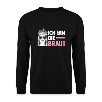 Braut Junggesellenabschied Junggesellinnenabschied - Unisex Pullover - Schwarz - Vorne - Alina (178cm) & Michal (187cm)