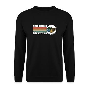 Der Sauna Meister Spa Massage Banja Saunaclub - Unisex Pullover - Schwarz - Vorne - Alina (178cm) & Michal (187cm)