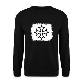 Okzitanien Geschenk Frankreich Okzitanisch Wappen - Unisex Pullover - Schwarz - Vorne - Alina (178cm) & Michal (187cm)