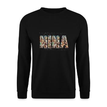 NINA kleine Häuser Dorf Stadt - Unisex Pullover - Schwarz - Vorne - Alina (178cm) & Michal (187cm)