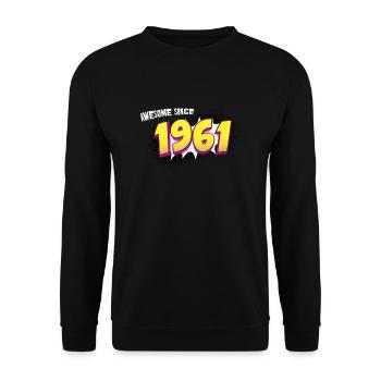 Retro 62nd birthday in Pop Art Comic Book Style - Unisex Sweatshirt - black - Front - Alina (178cm) & Michal (187cm)