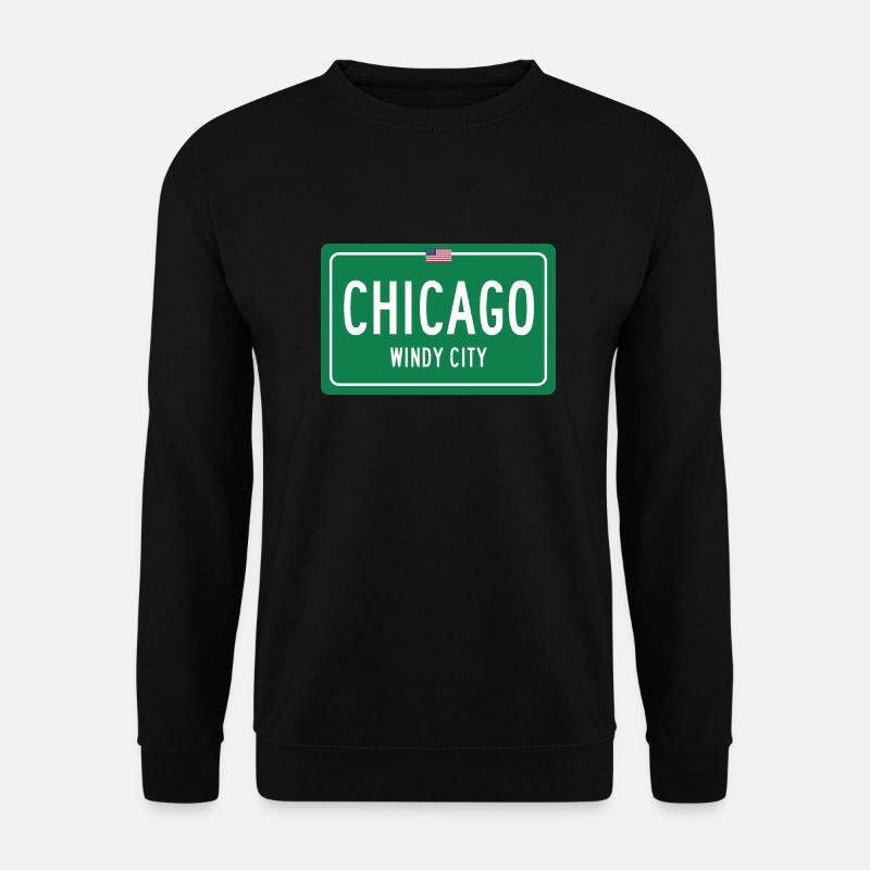 Chicago Ortsnamensschild - Unisex Pullover - Schwarz