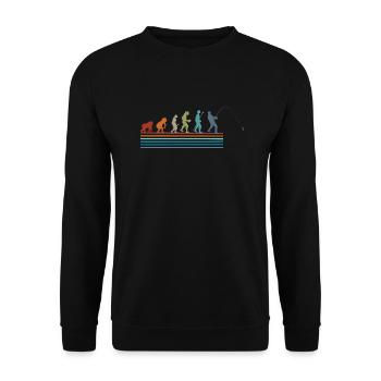 Vintage Fisherman Retro Evolution - Unisex Pullover - Schwarz - Vorne - Alina (178cm) & Michal (187cm)