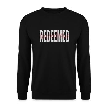 Religious Christian Redeemed Jesus - Holy Cross - Unisex Sweatshirt - black - Front - Alina (178cm) & Michal (187cm)