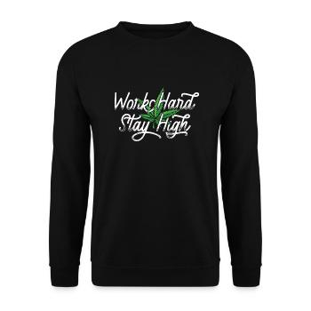 Work Hard Hemp Leaf - Unisex Sweatshirt - black - Front - Alina (178cm) & Michal (187cm)