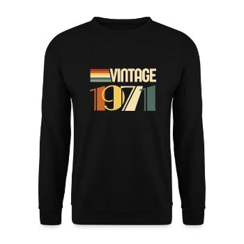 Jahrgang 1971 - 1971 Jubiläumsgeschenk - Unisex Pullover - Schwarz - Vorne - Alina (178cm) & Michal (187cm)