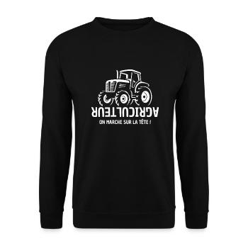 farmer, farmer, peasant, tractor - Unisex Sweatshirt - black - Front - Alina (178cm) & Michal (187cm)