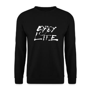 Enjoy Life White - Unisex Sweatshirt - black - Front - Alina (178cm) & Michal (187cm)