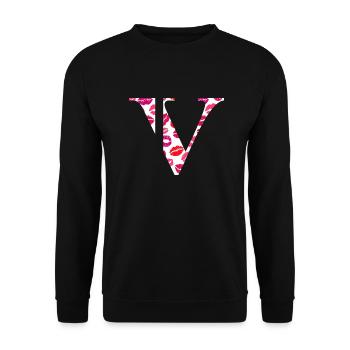 Lettre v bisous - Sweat-shirt Unisexe - noir - Devant - Alina (178cm) & Michal (187cm)