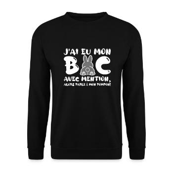 J'ai eu mon BAC Félicitations Nouveau Bachelier - Sweat-shirt Unisexe - noir - Devant - Alina (178cm) & Michal (187cm)